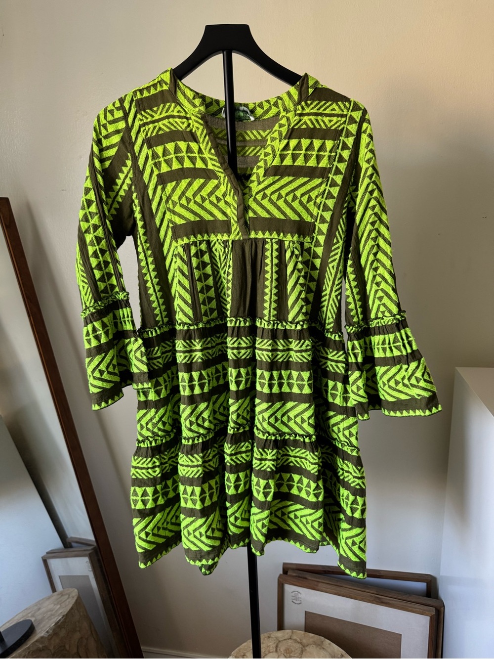 Devotion TWINS Neon Green & Olive Tribal Tunic